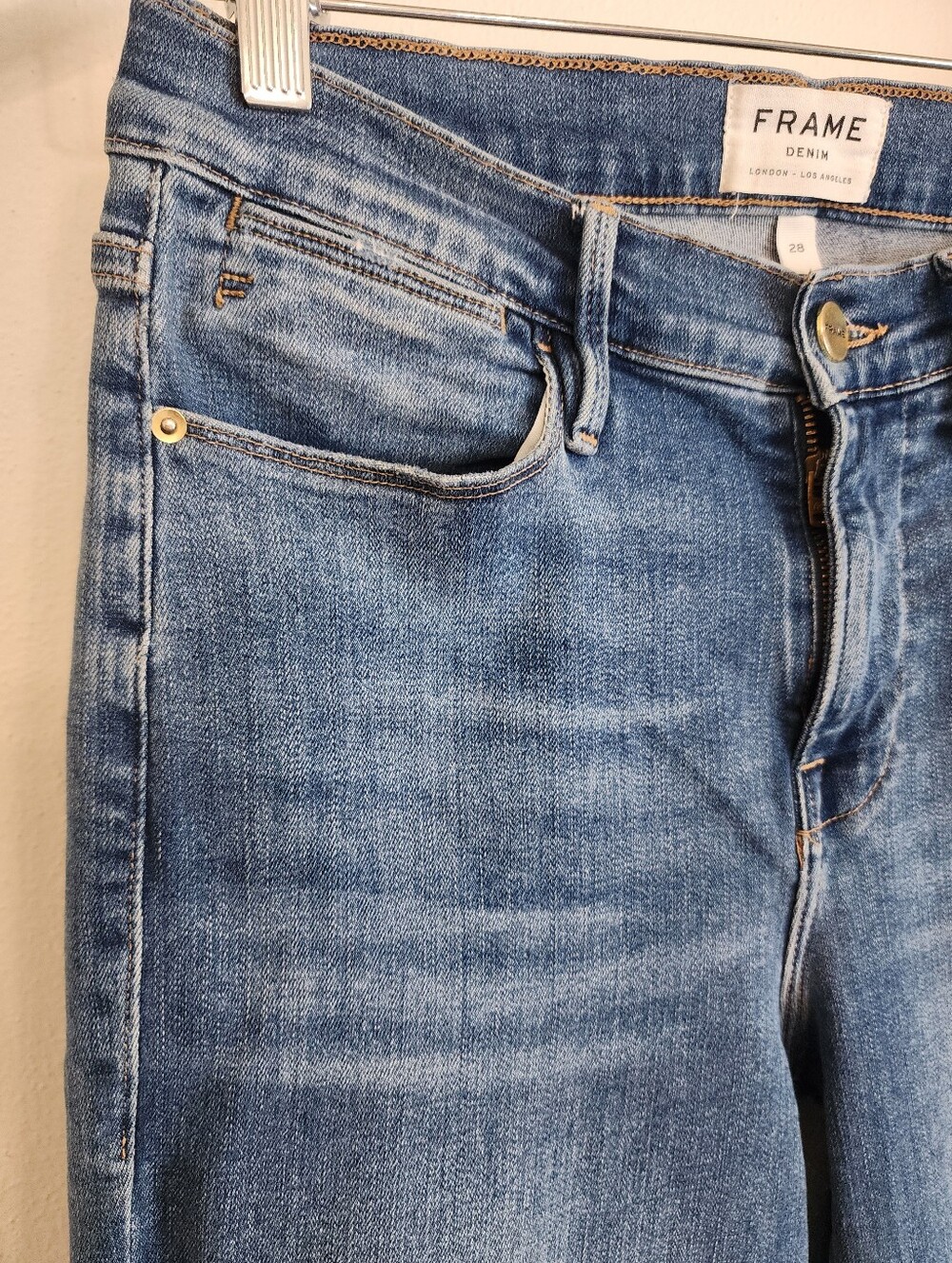 FRAME Le High Straight Split Hem Caroline Jeans Size 28 Cropped High Rise Medium - Picture 4 of 11